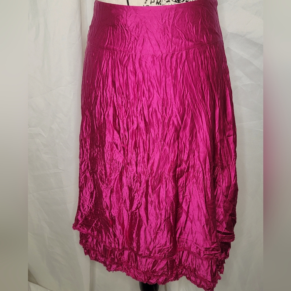 Calvin Klein pink ruffled silk MIDI skirt size 14